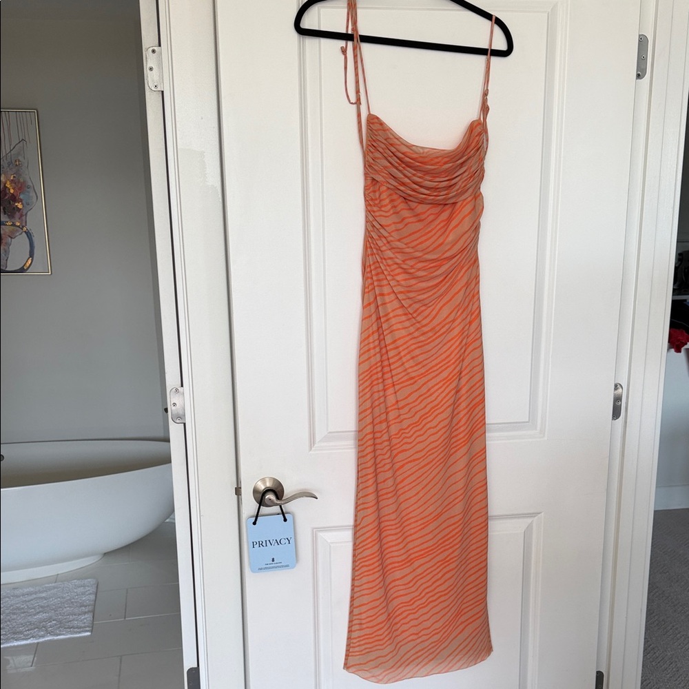 Zara Strapless Dress with Orange Stripes